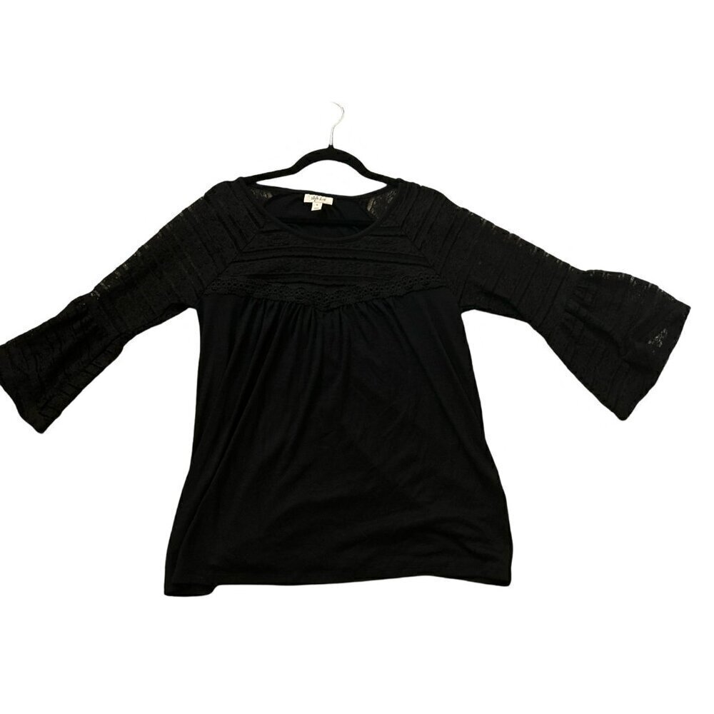 Style & Co Black Bohemian Hippie Girl Top Blouse Size Small Women's BOHO